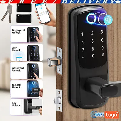 Digital Electronic Door Lock Fingerprint Smart Doorlock Password APP Card Keypad • £76.99