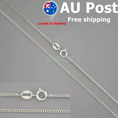 $14.99 • Buy Real 925 Solid Sterling Silver Necklace 1.2mm Curb Chain 16-24  Stamped Italy