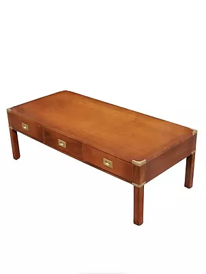 Large Yew Wood  Military Campaign Coffee Table  • £725