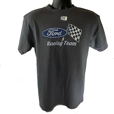 Ford T-Shirt - Gray W/ Racing Team Checkered Flag Emblem / Logo (Licensed) • $17.99