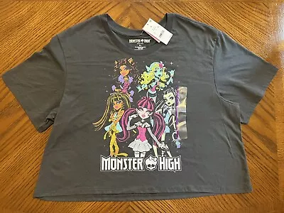 Women's Monster High Cropped Short Sleeve Graphic T-Shirt XL Black NWT • $10.99