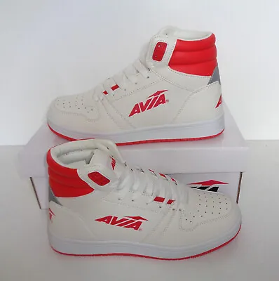 AVIA Mens White Red Trainers Mid Top Retro Casual Lace Shoes New UK Sizes 6-10 • £21.48