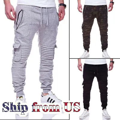 Casual Jogger Pant Men Jogging Slim-Fit Fleece Sport Workout Sweatpants Trousers • $20.59