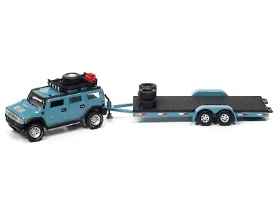 Johnny Lightning New 1:64 Diecast Cars 2 Pack Set '04 Hummer H2 & Car Trailer • $14.95