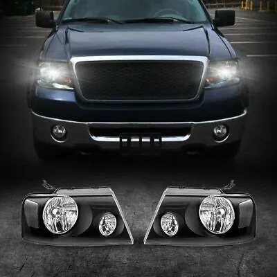 $90.99 • Buy For 2004-2008 Ford F-150 F150 Headlights Assembly Black Housing Clear Lamps