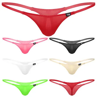 UK Men's Micro G-String Thong Low Rise Ice Silk Bikini Briefs Panties Underwear • £6.50