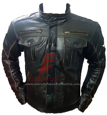 Moto Guzzi Motorbike Leather Jacket In Cowhide With 5 Armour Protection Inside • $176.82