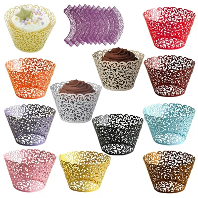 £3.89 • Buy 25 Black Filigree Vine Cupcake Wrappers Cases Gift Xmas Easter Wedding Birthday 