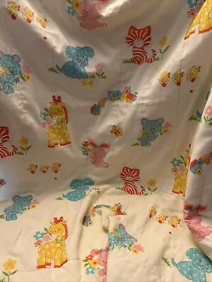 Vintage Baby Crib Comforter Quilted Blanket Animals Giraffe Bunny Cat Bear • $49.99