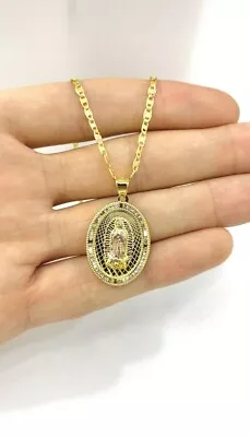 Cadena Y Medalla De La Virgen De Guadalupe Diamond Cut Guadalupe Necklace 20  • $35.99