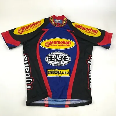 VINTAGE Maruchan Cycle Jersey Large Black Shirt Short Sleeve 3/4 Zip Top Ramen • $58.77