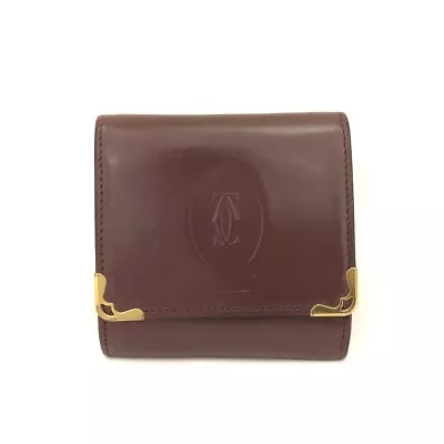 Must De Cartier Leather Coin Purse Wallet/9Y0179 • $1