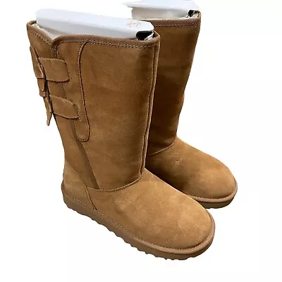 Ugg Boots Allegra Bow Chestnut Boots Womens Size 5 Suede Sheepskin Shearling • $129.88