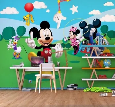 Disney Mickey Mouse Bedroom Wallpaper Children's Photo Wall Mural White Comics • £94.99