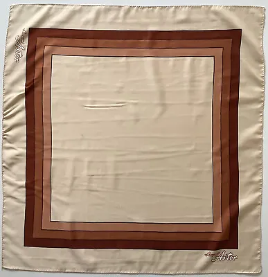 €€ A Brown And Ivory Geometric 30 Inch Square VintageScarf By Margaret Astor • £7.99