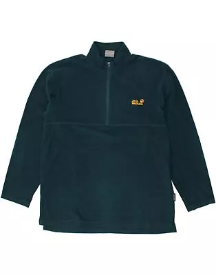 JACK WOLFSKIN Mens Zip Neck Fleece Jumper UK 44/46 XL Turquoise Polyester BG13 • £22.95