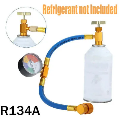Car AC Refrigerant Charge Hose1/2’’ AC Recharge Hose Measuring Gauge Kit • $13.99