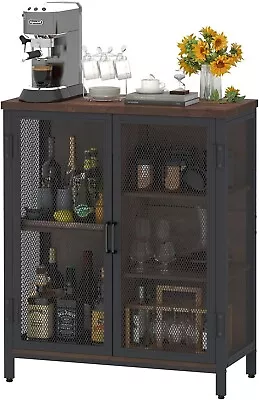 Small Coffee Bar Cabinet For Liquor Rustic Industrial Accent Cabinet • $145