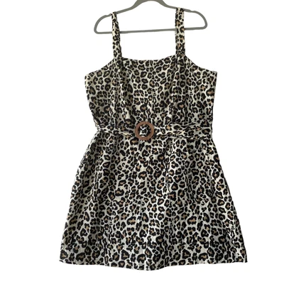 $29.99 • Buy ASOS Womens Dress Size 20 Brown Animal Print Sleeveless Belt Pockets NWT