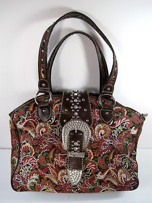 Montana West Leather Fabric Studs Crystal Multi Pockets Women's Hand Bag • $22.90