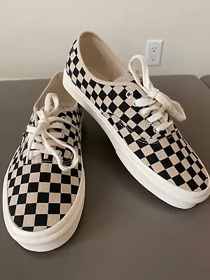 Size 11- Vans Eco Theory Checkerboard Men's Sneakers Beige & Black  Vn0a5krd7051 • $49