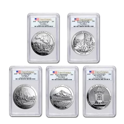 2010 5 Oz ATB Silver 5-Coin Set PCGS MS69 DMPL Hot Spring Canyon Mount Yosemite • $2100
