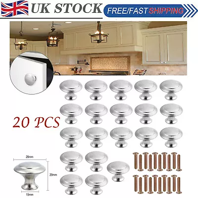 20X Brushed Satin Chrome Cupboard Cabinet Door Knobs Handles Drawer Wardrobe UK • £7.55