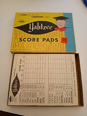 Vintage 1956 YAHTZEE Score Pads (4) Cards Original Box E. S. Lowe Company Inc • $6.99