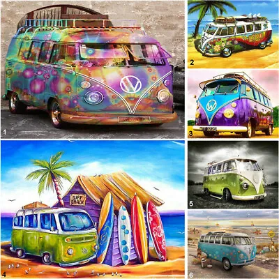 $12.08 • Buy Beach Travel Bus Full Drill 5D Diamond Painting DIY Cross Stitch Kits Van Car