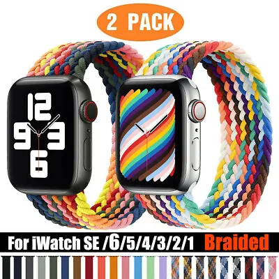 $8.99 • Buy 2Pack For Apple Watch Braided Solo Loop Band Strap 38 42 44mm IWatch  7 6 5 4 SE