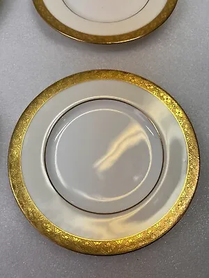 SET OF 4 Tiffany & Co H3996 Minton Bone China Gold Leaf Trim Saucer Plates 6.25  • $495