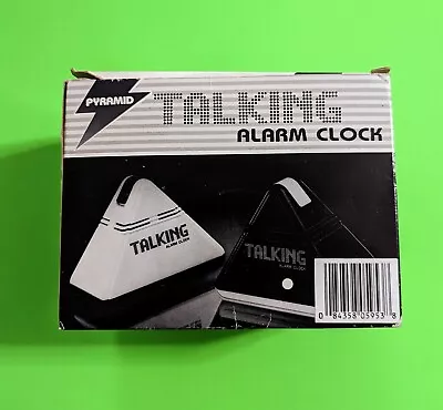 VTG Pyramid Talking Clock T-10 Orig Box Robot Voice Black White - Tested/Works! • $39.95