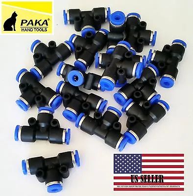 15pcs Pneumatic Tee Union Connector Tube OD 5/16  8mm One Touch Push In Air Fitt • $13.99