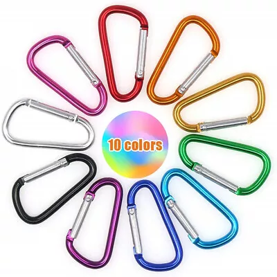 £3.39 • Buy 10X 48mm Aluminum Carabiner D-Ring Clip Snap Spring Clasp Hook Keyring Karabiner