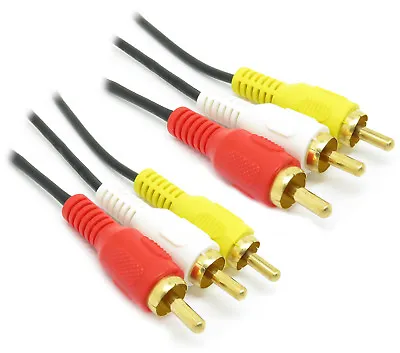 3m Triple Phono Audio Video Cable Lead Gold AV RCA 3x 3 X • £2.99