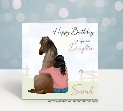 Personalised Horse Birthday Card Horse And Girl  Daughter Sister Ladies Girls • £2.99