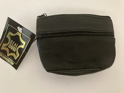 Real Leather Coin Purse/Key Case/Belt Pouch Black • £4.99