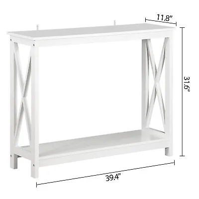 White Modern Console Table Entryway Storage Shelf Entry Farm Accent Sofa Table • $53.58