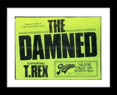 THE DAMNED TREX Rainbow Theatre  Gig  PUNK  Vintage Style Framed Poster Print  • £13.99