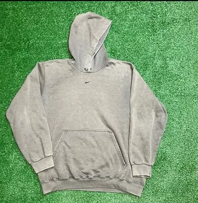 Vintage Nike Mens Center Swoosh Hoodie Sweatshirt Grey Logo Large • $89.99