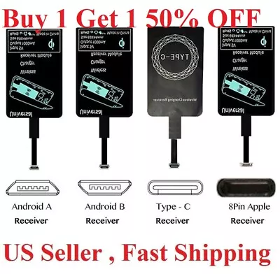 Qi Wireless Adapter Fast Charger Receiver For IPhone Android Type C USB C Micro • $3.99