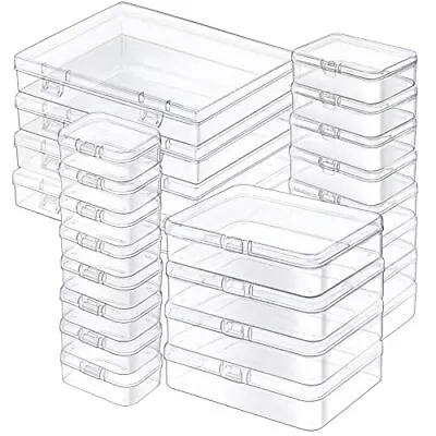 Jutieuo 24 Pack Mixed Sizes Rectangular Mini Plastic Containers Clear Plastic... • $29.24