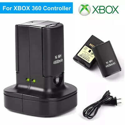 2 Battery Pack For Microsoft Xbox 360 Wireless Controller & Charger Dock Black • $14.99