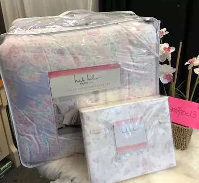 ❤ NEW Nicole Miller 8 Pc PAISLEY UNICORNS Twin Comforter & Sheet SET Purple Pink • $129.77