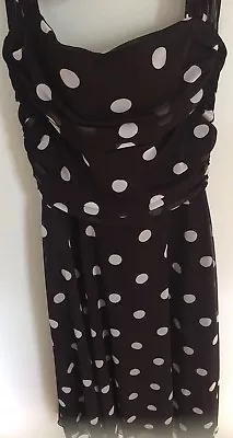 Summer XOXO Polka Dot Halter Sun Dress  Women Sz 5 50's Brown White Rockabilly • £9.59