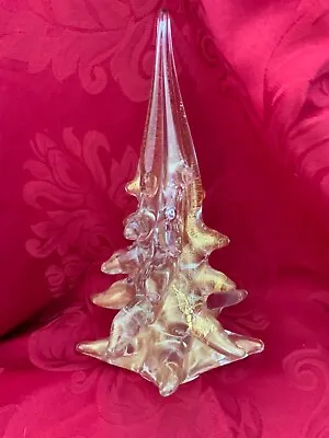 FLAWLESS Stunning MURANO Italy Art Glass Tier Clear Gold Crystal CHRISTMAS TREE • $238