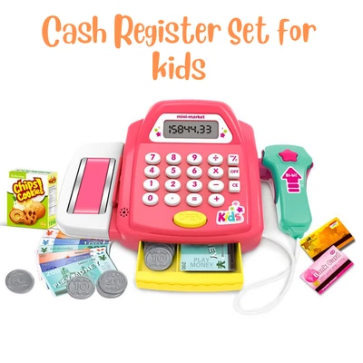 £11.88 • Buy Pink Supermarket Till Kids Cash Register Toy Gift Set Child Girl Shop Role Play