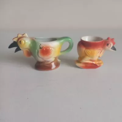 Novelty Chicken Rocking Egg Cup And Rooster Cream Jug • £9.50