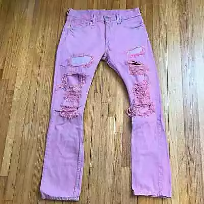 Levis 511 Jeans Mens 33 X32 Pink Diatressed Slim • $29.99