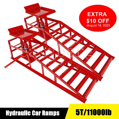 2-Pieces Auto Car Truck Service Ramp Lift Car Jack Hydraulic Lift 5 Ton • $184.09